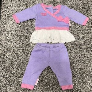 Bitty Baby Female Twin Pink, White and Purple Doll 2 pc Outfit